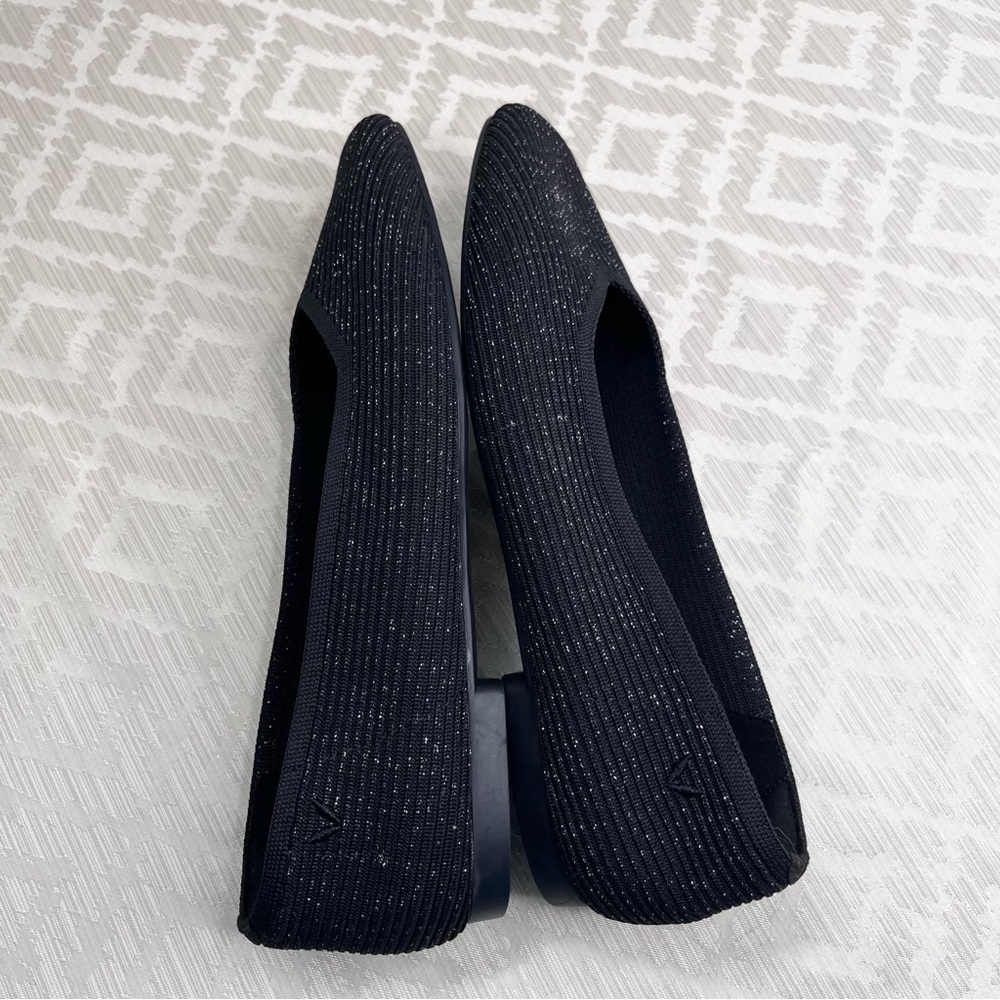 Vivaia Women’s Margot Square Toe Black Glitter Shoes Size 39.5 or 8.5 US - Picture 5 of 8